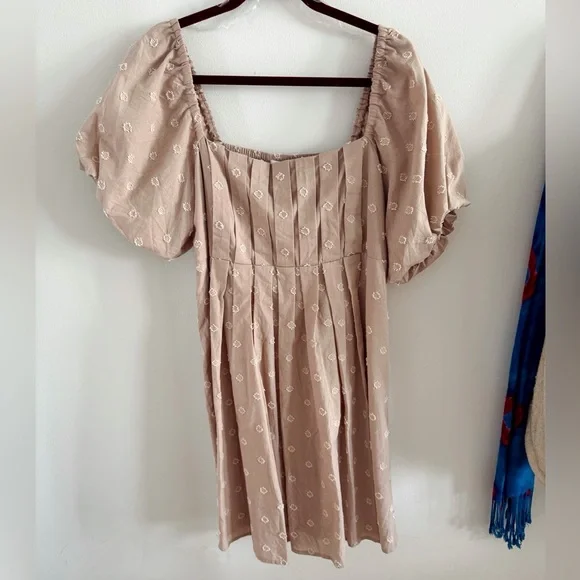 Embroidered Smocked Back Puff Sleeve Dress - Picture 2 of 6